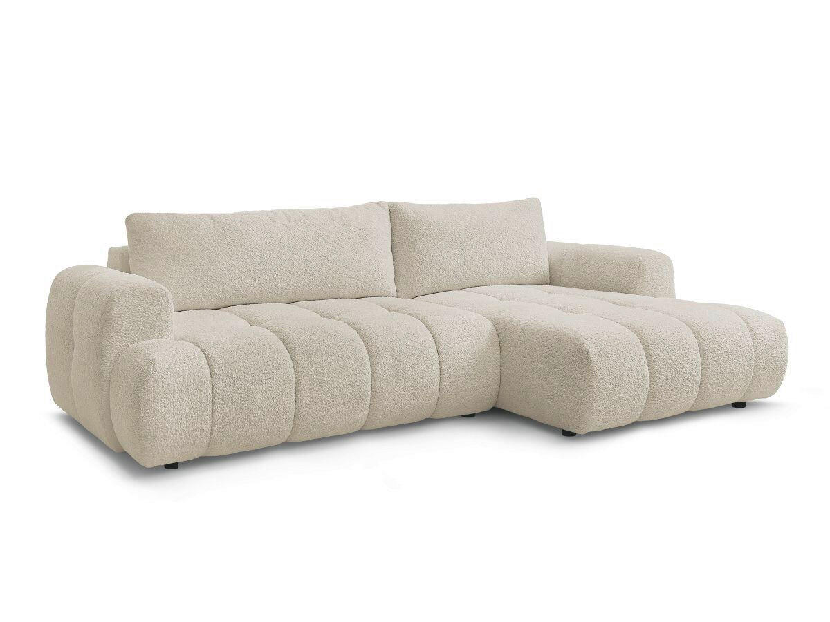 ECKSCHLAFSOFA FUJI Bouclé Beige  inkl.  - Beige/Schwarz, MODERN, Kunststoff/Textil (292/160cm)