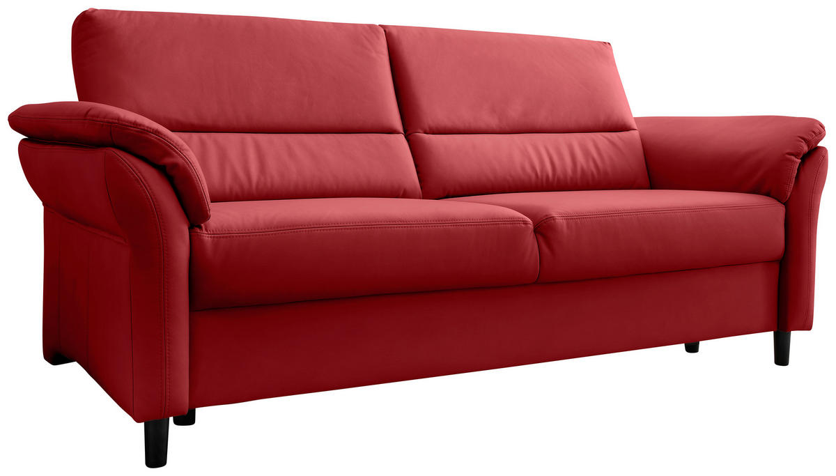 3-SITZER-SOFA in Lederlook Rot  - Rot/Schwarz, MODERN, Holz/Textil (192/90/89cm) - Livetastic