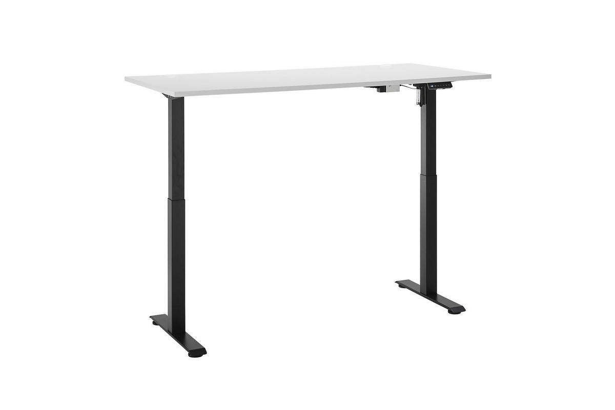 SCHREIBTISCH 160/77/72-120 cm  in Weiß, Schwarz  - Schwarz/Weiß, MODERN, Holzwerkstoff/Metall (160/77/72-120cm) - Carryhome
