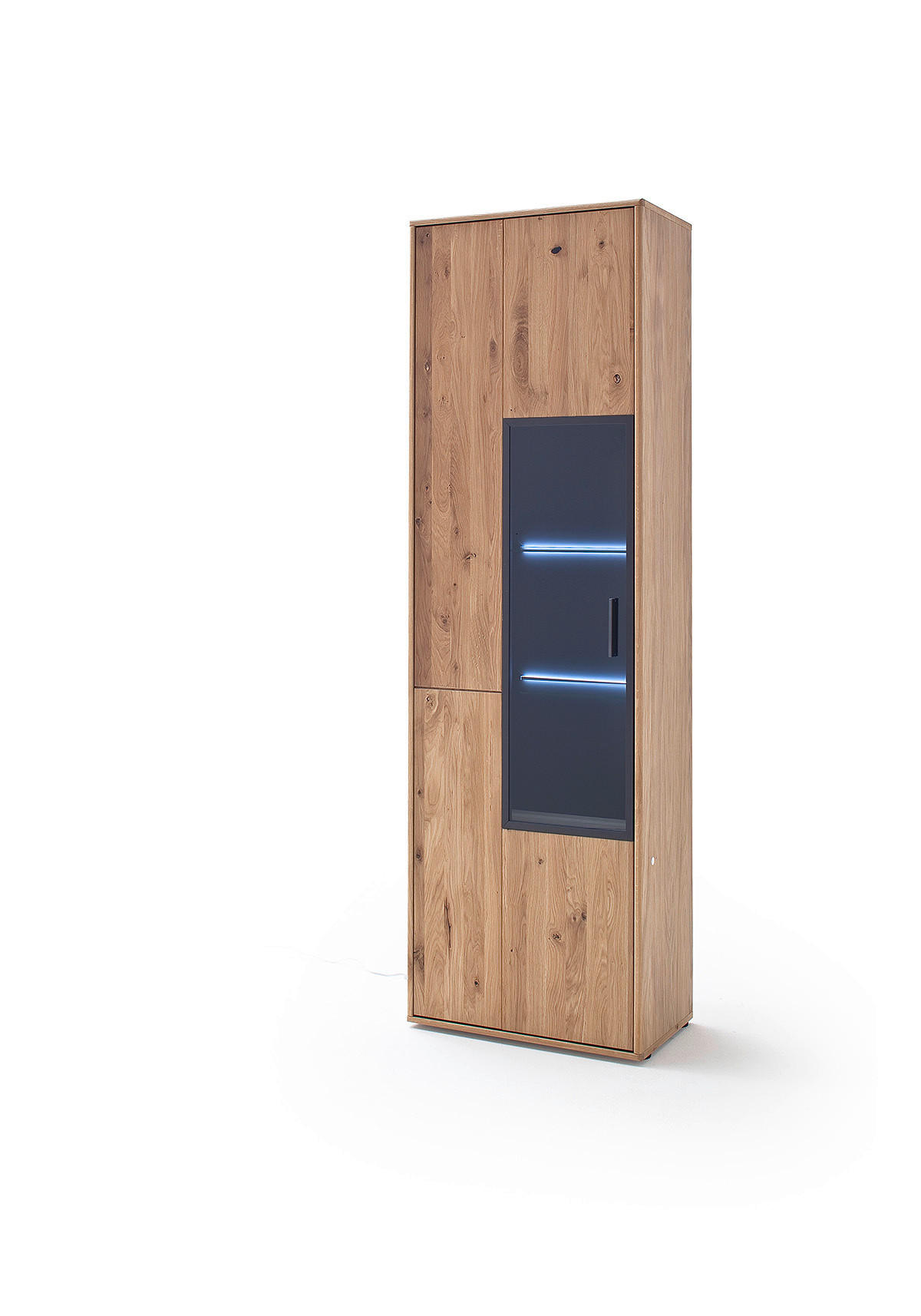 WOHNWAND  in Eichefarben  298/207/50 cm  - Eichefarben/Schwarz, Design, Glas/Holz (298/207/50cm) - Livetastic