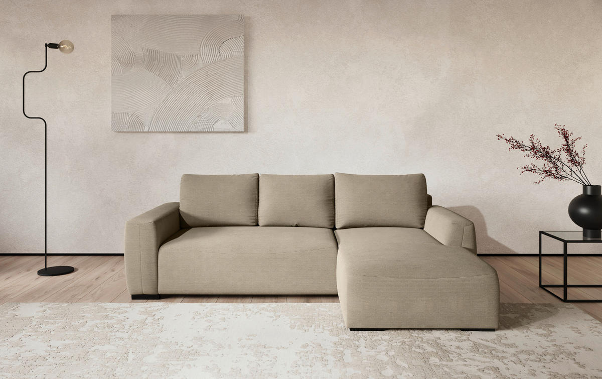 ECKSOFA  in Cord Braun  - Schwarz/Braun, Trend, Kunststoff/Textil (252/170cm) - MID.YOU