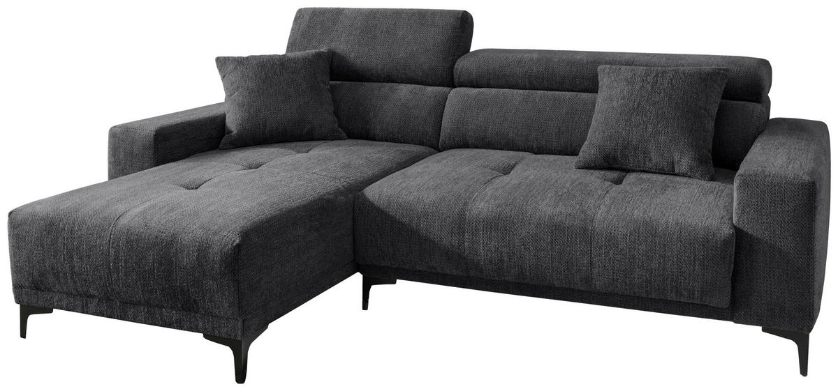 ECKSOFA Chenille Anthrazit  - Anthrazit/Schwarz, Basics, Textil/Metall (183/250cm) - Livetastic