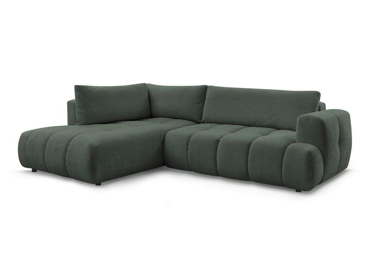 ECKSCHLAFSOFA FUJI Leinenoptik Grün  inkl.  - Schwarz/Grün, MODERN, Kunststoff/Textil (204/282cm)