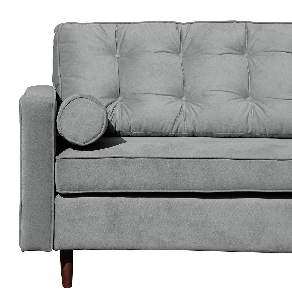 ECKSOFA Mikrofaser Anthrazit  - Anthrazit/Braun, Design, Holz/Textil (240/169cm) - P & B