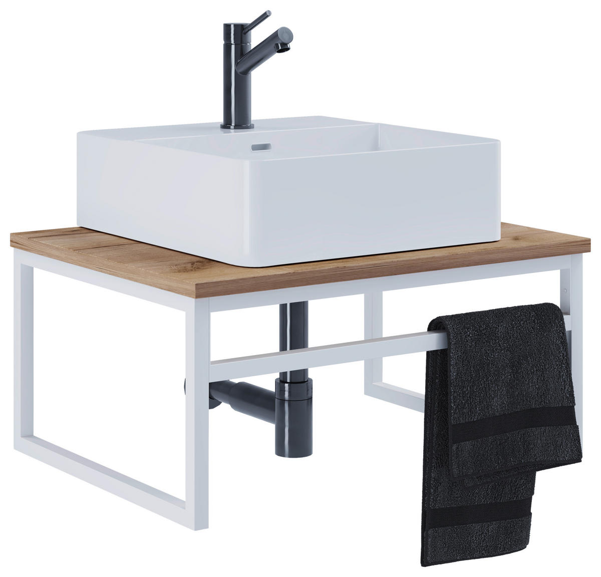 WASCHTISCHKOMBI 60 cm  - Honigeiche/Weiss, Modern, Keramik/Holzwerkstoff (60cm) - MID.YOU