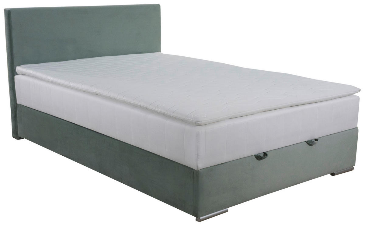 Boxspring, 140/200 cm, verde mentă - culoare crom/verde mentă, Modern, textil (140/200cm) - Carryhome