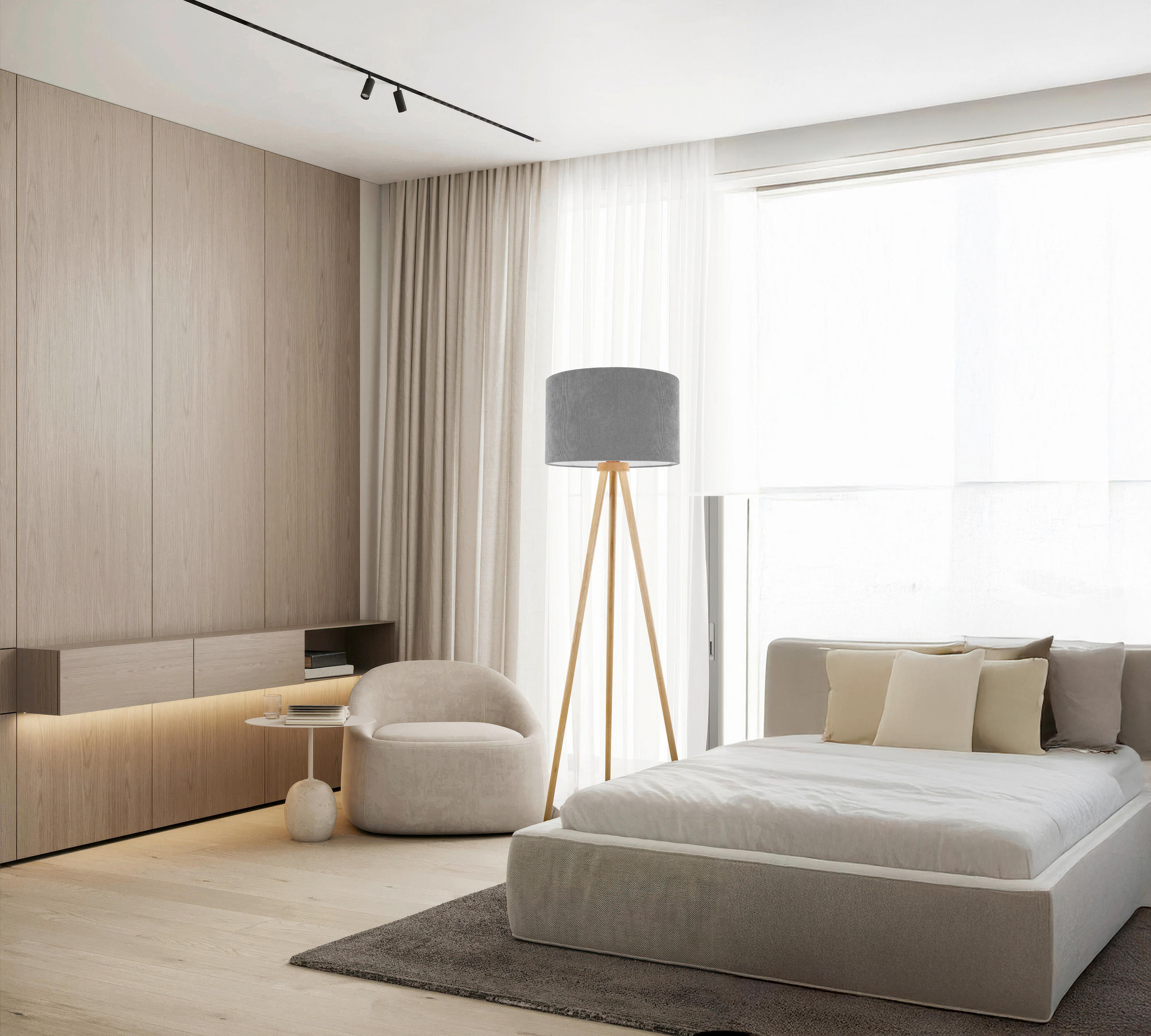 STEHLEUCHTE ARDITA 61,6/152 cm   - Braun/Grau, Design, Holz/Textil (61,6/152cm) - Näve