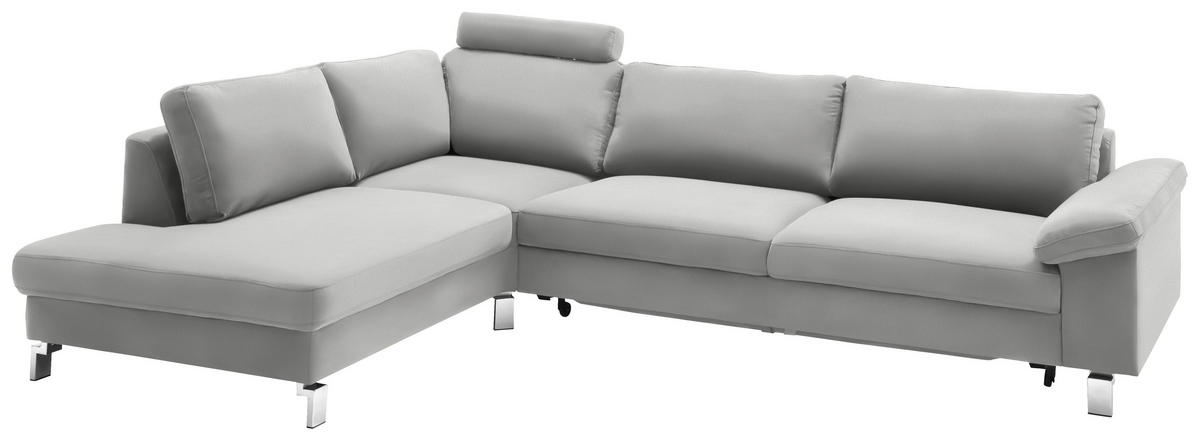 ECKSOFA in Echtleder Hellgrau  200/281 cm  - Chromfarben/Hellgrau, Design, Leder/Metall (200/281cm) - Pure Home Lifestyle