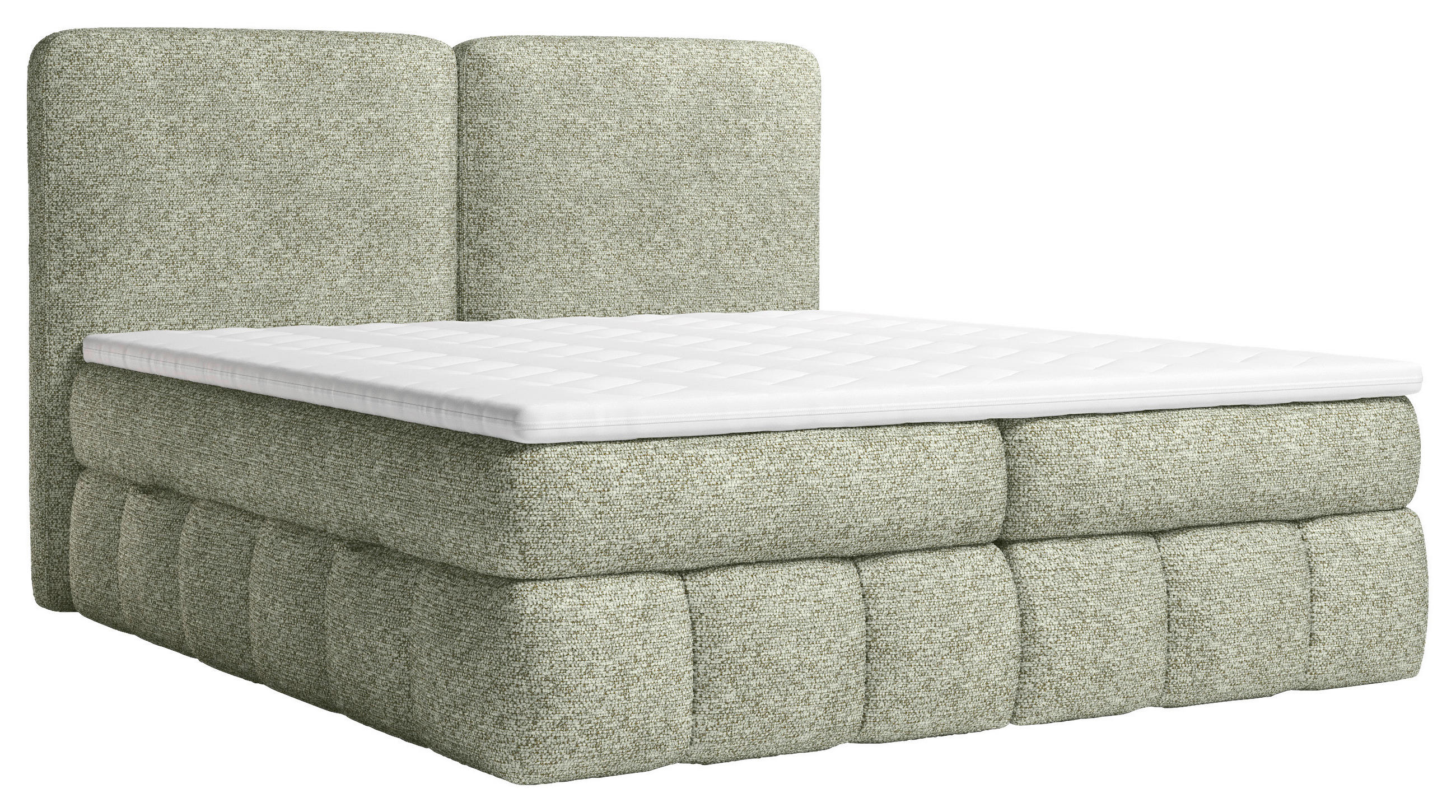 BOXBETT 140/200 cm,  in Salbeigrün, Bettkasten, Topper, Matratzen, H3 = fest  - Salbeigrün/Schwarz, KONVENTIONELL, Kunststoff/Textil (140/200cm) - Carryhome