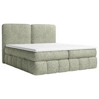 BOXBETT 140/200 cm,  in Salbeigrün, Bettkasten, Topper, Matratzen, H3 = fest  - Salbeigrün/Schwarz, KONVENTIONELL, Kunststoff/Textil (140/200cm) - Carryhome