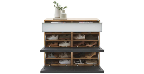 SCHUHKIPPER  in 120/108/31 cm  - Eichefarben/Anthrazit, Design, Glas/Holzwerkstoff (120/108/31cm) - Dieter Knoll