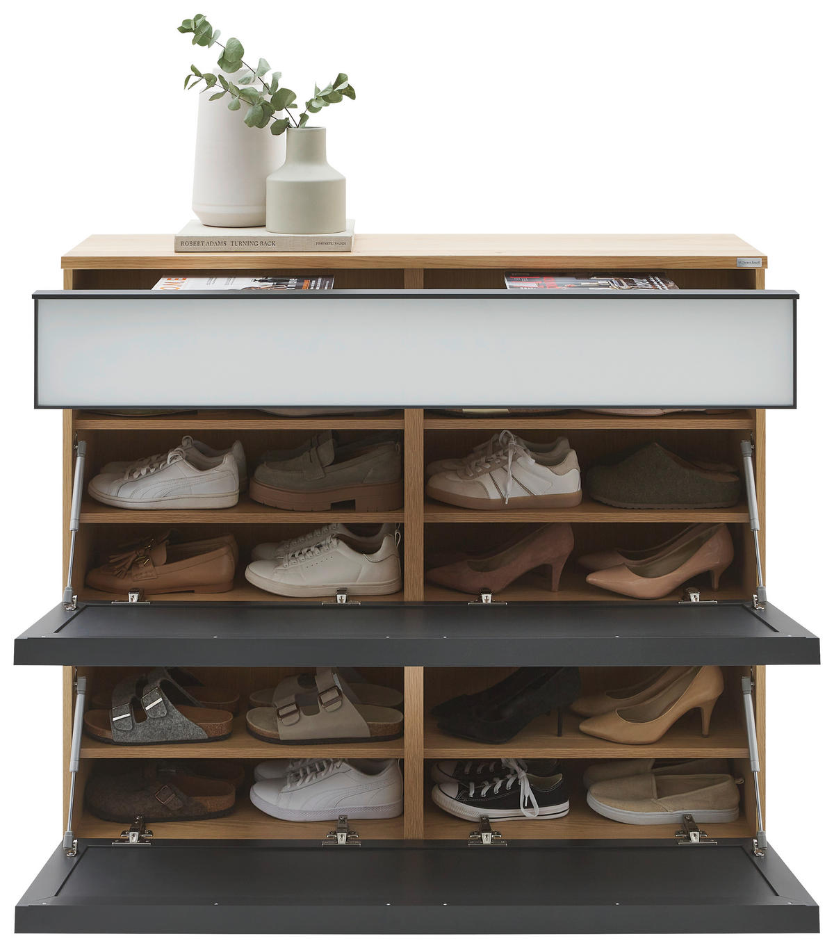 SCHUHKIPPER  in 120/108/31 cm  - Eichefarben/Anthrazit, Design, Glas/Holzwerkstoff (120/108/31cm) - Dieter Knoll