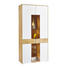 VITRINE Wildeiche furniert, mehrschichtige Massivholzplatte (Tischlerplatte) Eichefarben, Weiß - Eichefarben/Silberfarben, KONVENTIONELL, Glas/Holz (96,2/195,4/43cm) - Voglauer