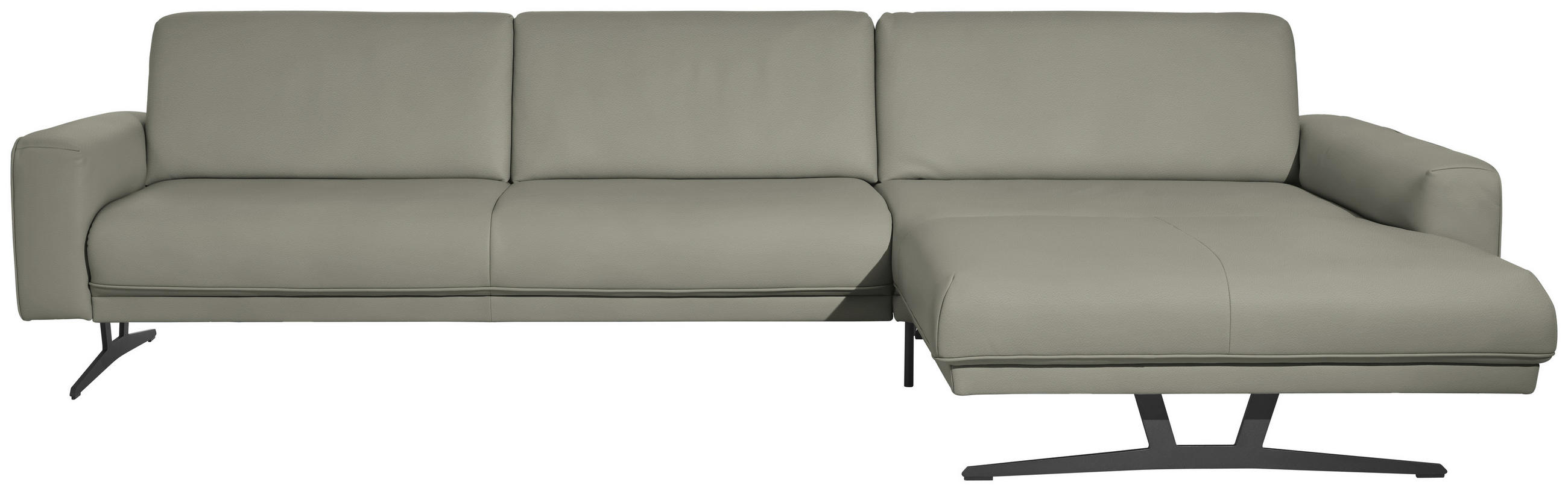 ECKSOFA in Echtleder Hellgrau  - Anthrazit/Hellgrau, Konventionell, Leder/Metall (324/179cm) - Johann Jakob