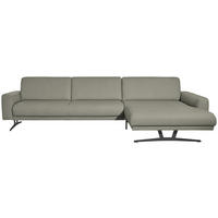 ECKSOFA in Echtleder Hellgrau  - Anthrazit/Hellgrau, Konventionell, Leder/Metall (324/179cm) - Johann Jakob