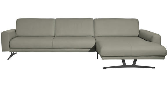 ECKSOFA in Echtleder Hellgrau  - Anthrazit/Hellgrau, KONVENTIONELL, Leder/Metall (324/182cm) - Ambiente