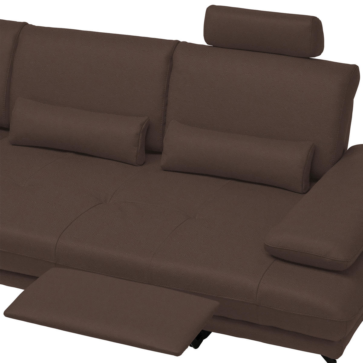 ECKSOFA in Echtleder Braun  - Schwarz/Braun, Design, Leder/Metall (187/273cm) - Celina Home
