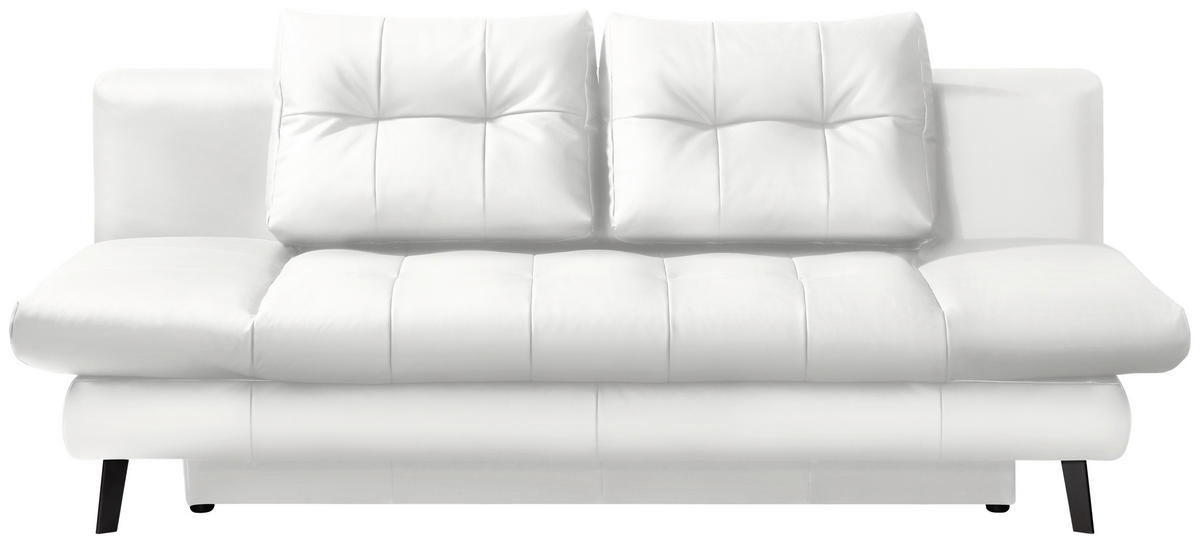SCHLAFSOFA in Echtleder Weiss  - Weiss/Schwarz, Design, Leder/Metall (209/94/94cm) - Novel