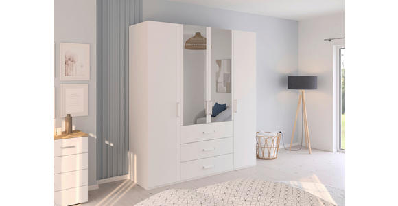 DREHTÜRENSCHRANK  in Weiß  - Weiß, Design, Glas/Holzwerkstoff (201/223/60cm) - Novel