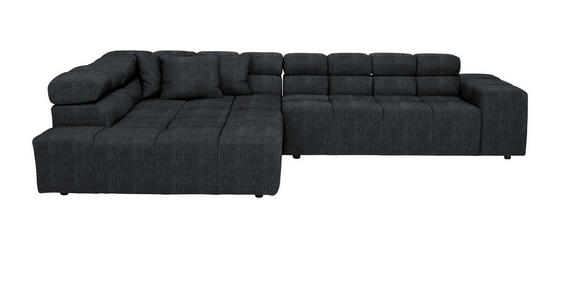 ECKSOFA Graphitfarben Flachgewebe Zierkissen, Rücken echt  - Schwarz/Graphitfarben, Design, Kunststoff/Textil (213/317cm) - Hom`in