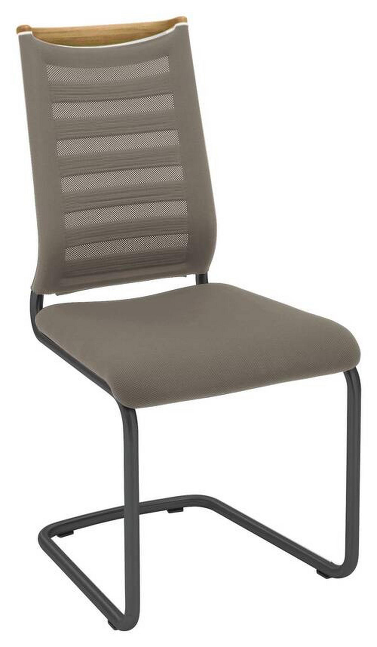 SCHWINGSTUHL  in Flachgewebe, Netz  - Eichefarben/Graubraun, Design, Holz/Textil (47/99/59cm) - Venjakob