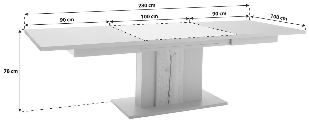ESSTISCH in Holzwerkstoff 180-280/100/78 cm  - Eichefarben/Grau, Design, Holzwerkstoff (180-280/100/78cm) - MID.YOU