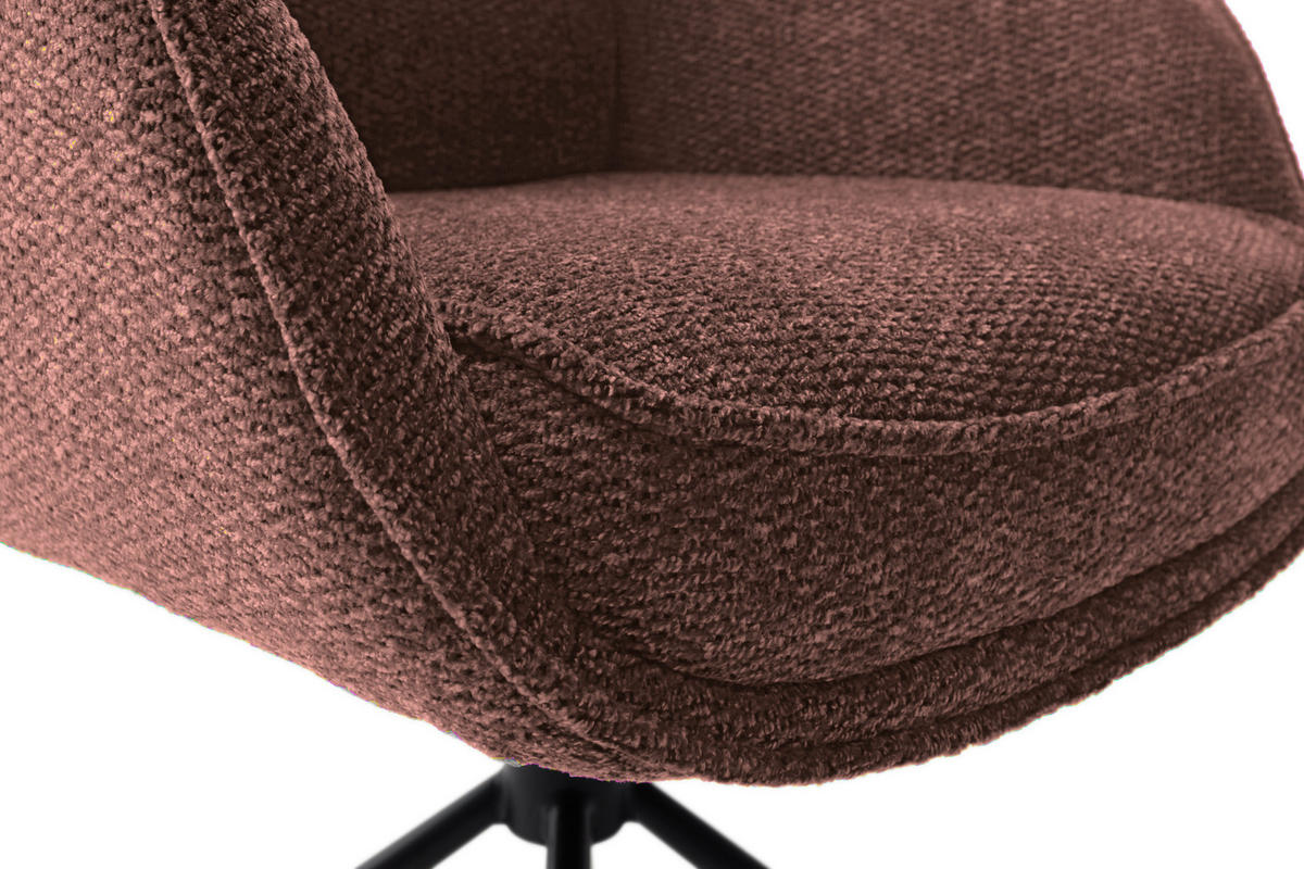 ARMLEHNSTUHL  Sitzfläche 360° drehbar, automatische Rückholfunktion Webstoff  Schwarz, Rotbraun  - Rotbraun/Schwarz, Design, Textil/Metall (62/92/65cm) - Novel