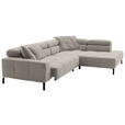 ECKSOFA in Feincord Sandfarben  - Sandfarben/Schwarz, KONVENTIONELL, Textil/Metall (311/219cm) - Hom`in