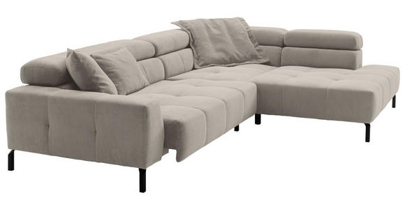 ECKSOFA in Feincord Sandfarben  - Sandfarben/Schwarz, KONVENTIONELL, Textil/Metall (311/219cm) - Hom`in