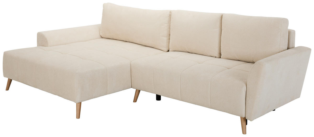 ECKSOFA Creme Webstoff  - Buchefarben/Creme, KONVENTIONELL, Holz/Textil (169/294cm) - Carryhome
