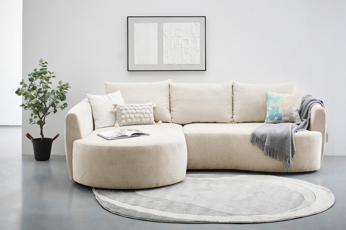 ECKSOFA in Chenille Greige  - Greige/Schwarz, MODERN, Kunststoff/Textil (179/287cm) - Carryhome
