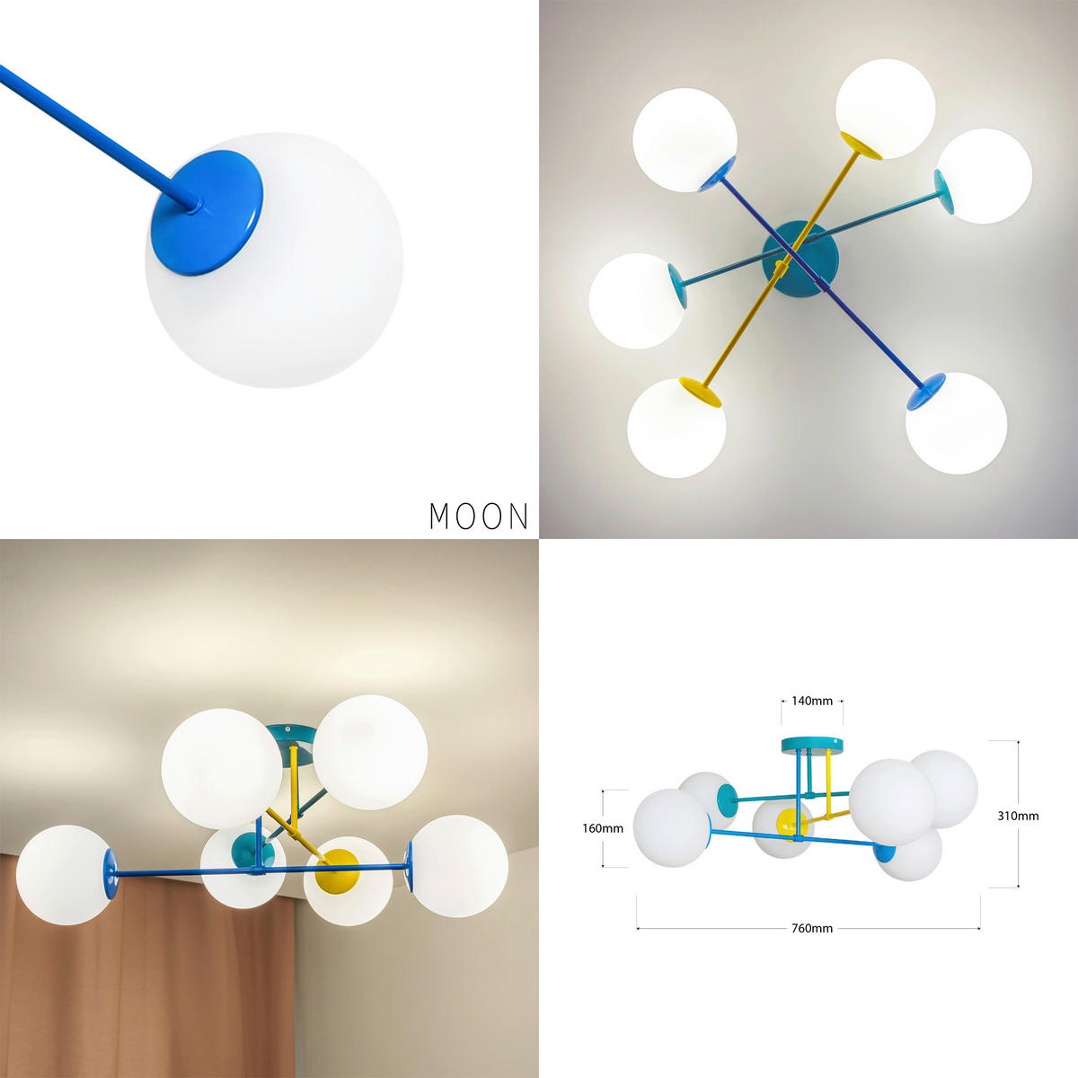 KINDERDECKENLEUCHTE 76/76/31 cm   - Multicolor, LIFESTYLE, Glas/Metall (76/76/31cm)