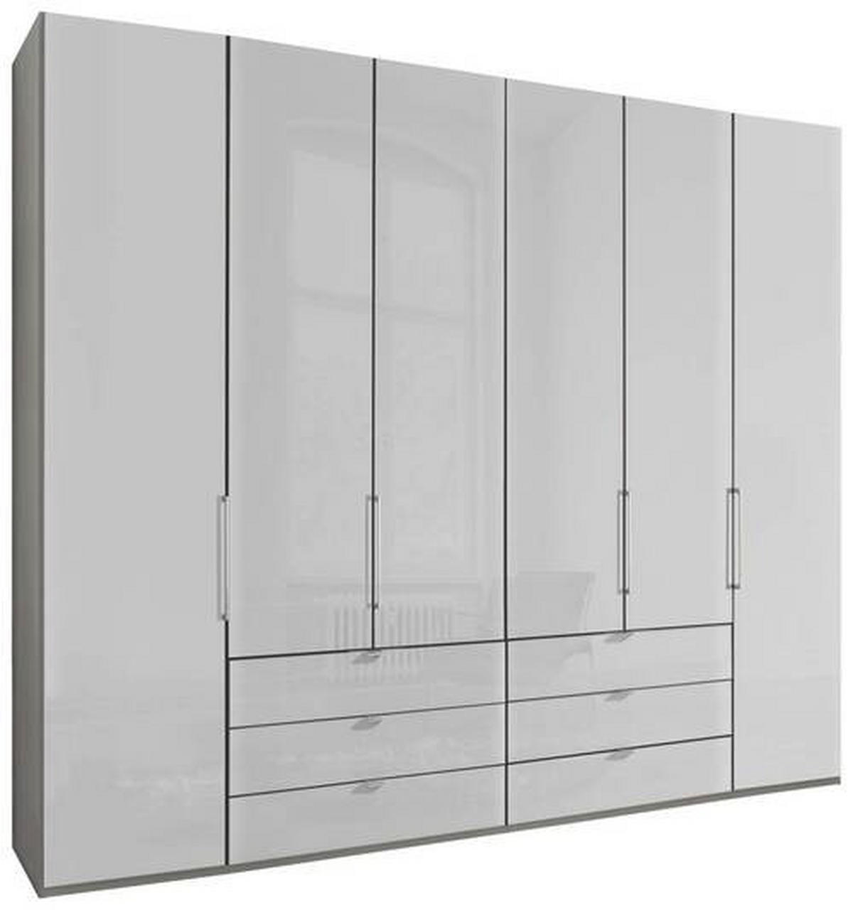 FALTTÜRENSCHRANK in Grau, Weiss  - Chromfarben/Weiss, Konventionell, Glas/Holzwerkstoff (250/216/58cm) - Dieter Knoll