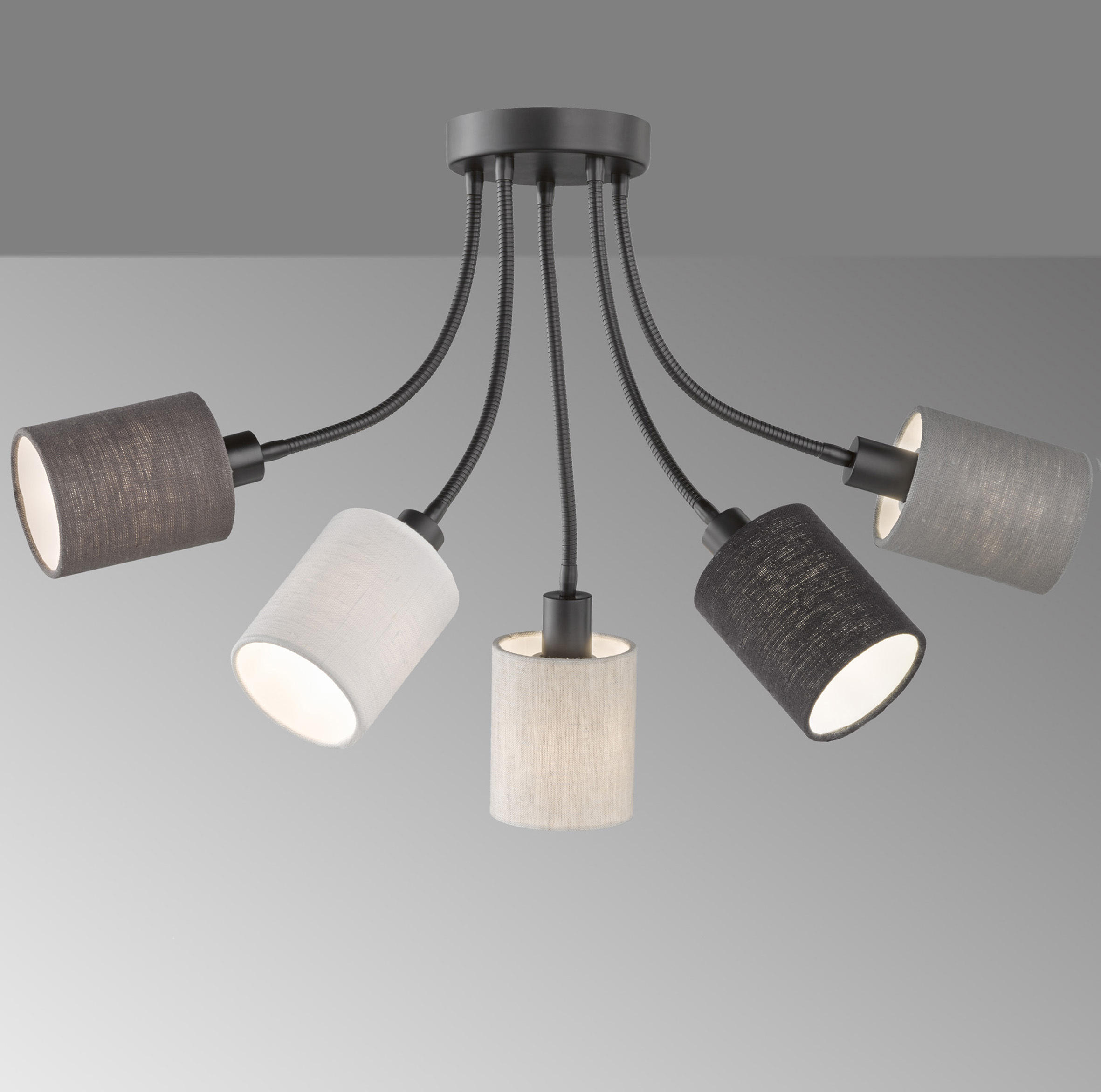 DECKENLEUCHTE  60,00/35 cm    - Sandfarben/Weiss, Design, Textil/Metall (60,00/35cm) - Fischer & Honsel