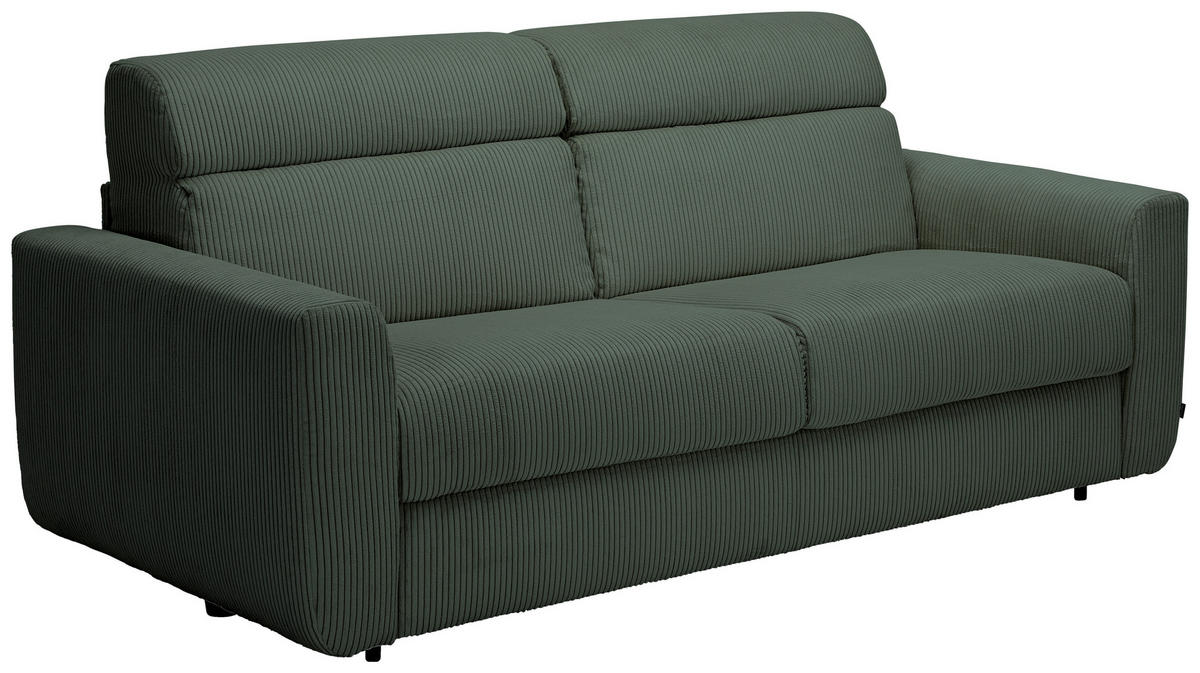 SCHLAFSOFA Cord Waldgrün  - Waldgrün/Schwarz, Design, Kunststoff/Textil (200/84/98cm) - Novel