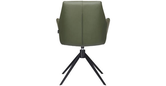 ARMLEHNSTUHL in Eisen Echtleder pigmentiert - Schwarz/Grün, KONVENTIONELL, Leder/Metall (59,5/87,5/63cm) - Novel