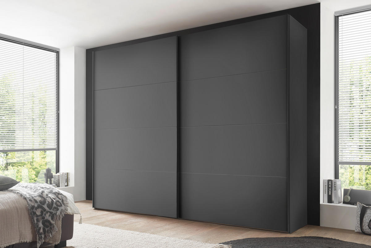 SCHWEBETÜRENSCHRANK 278/222/68 cm,  in Anthrazit, 2 Tür(en)  - Anthrazit/Schwarz, Design, Holzwerkstoff/Metall (278/222/68cm) - Dieter Knoll