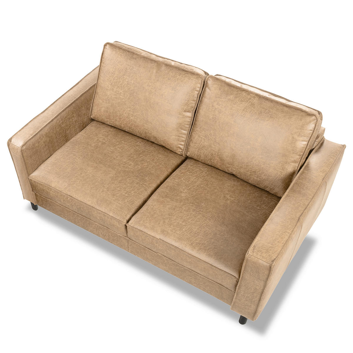 2-SITZER-SOFA Sandfarben Echtleder Lederlook  - Sandfarben, Design, Leder/Textil (148/85/92cm) - Livetastic