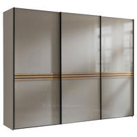 SCHWEBETÜRENSCHRANK in Sandfarben, Eiche Artisan  - Sandfarben/Graphitfarben, Design, Glas/Holzwerkstoff (249/222/68cm) - Moderano