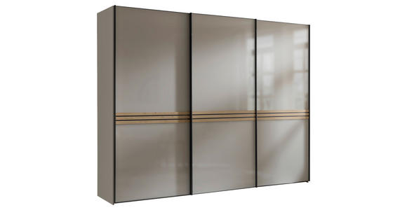 SCHWEBETÜRENSCHRANK 280/222/68 cm 3-türig  - Sandfarben/Graphitfarben, Design, Glas/Holzwerkstoff (280/222/68cm) - Moderano