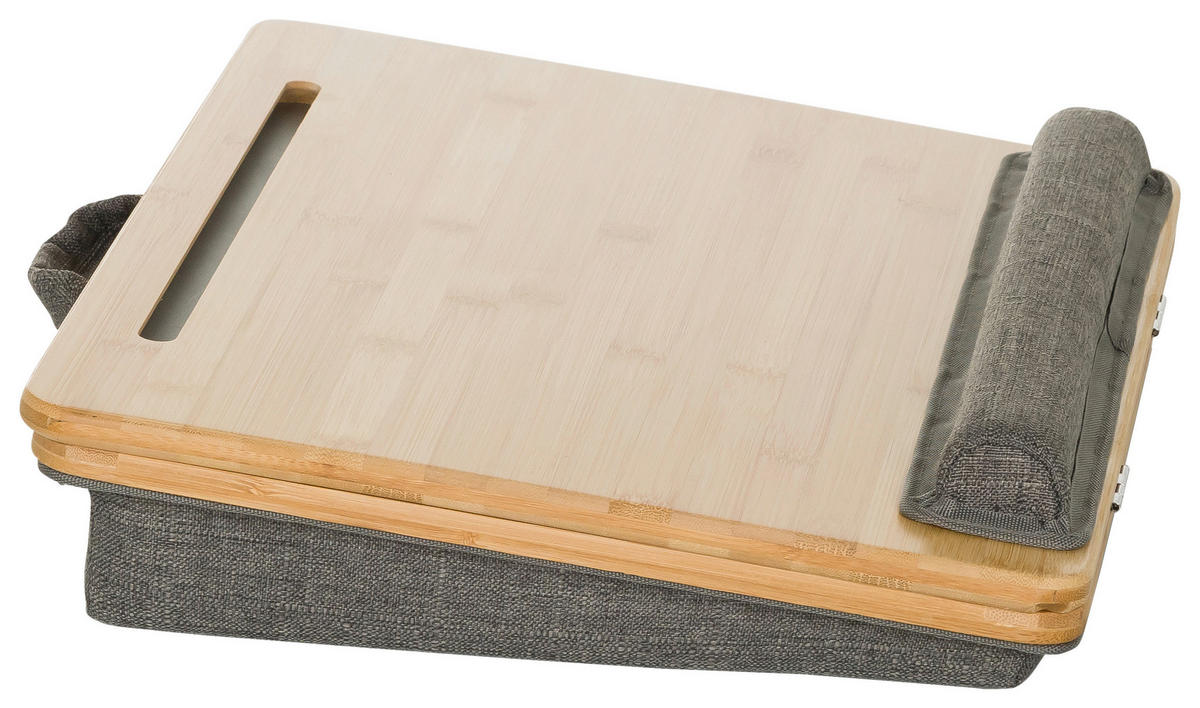 LAPTOPSTÖD - brun/grå, Basics, textil/naturmaterial (42/9/34cm) - MID.YOU