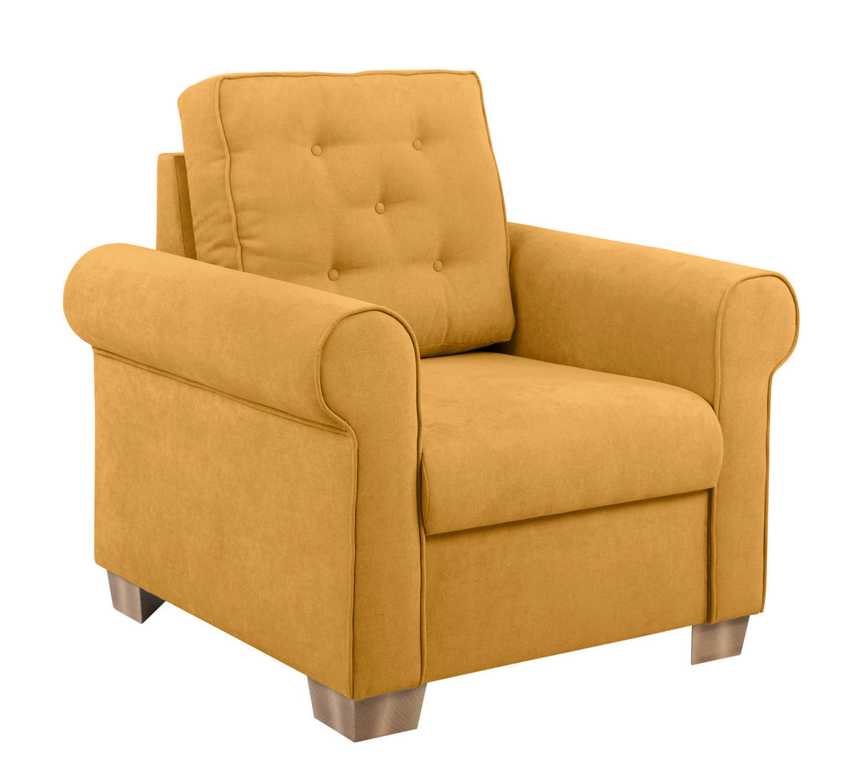 SESSEL in Gelb  - Gelb/Buchefarben, Design, Holz/Textil (93/89/82cm) - MID.YOU