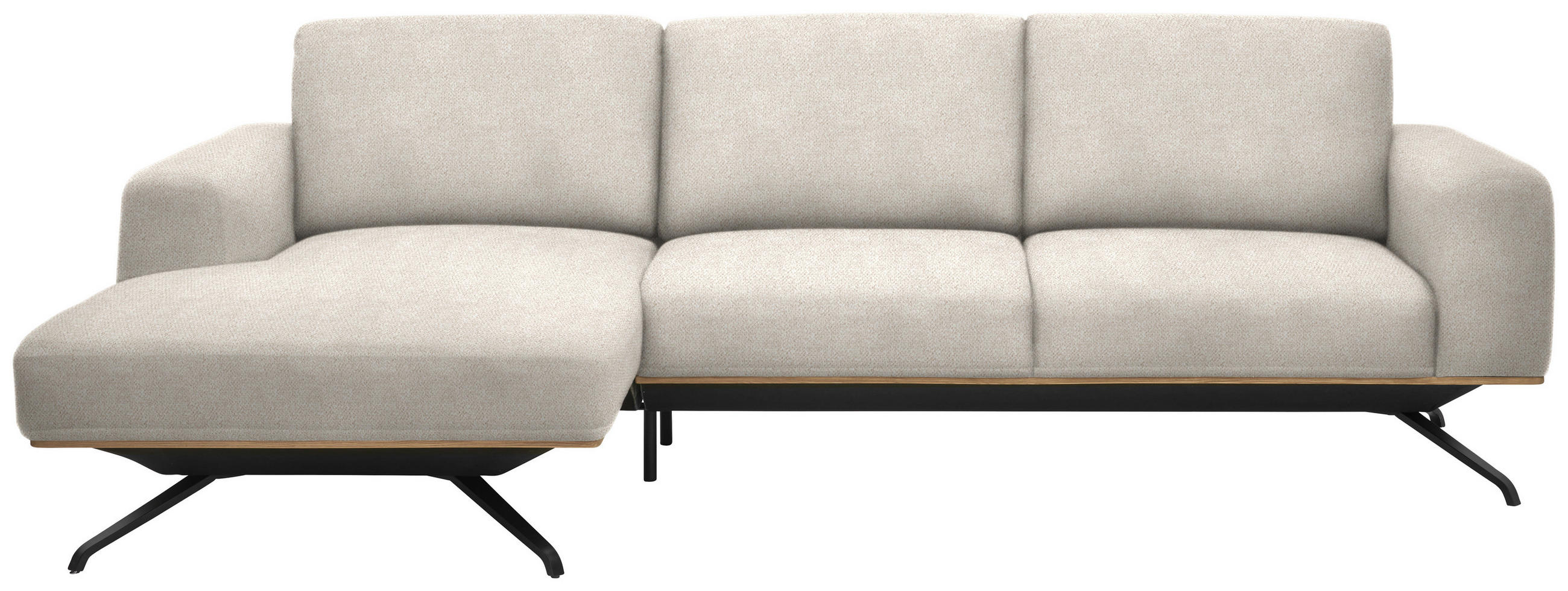 ECKSOFA in Struktur Creme  - Creme/Schwarz, Design, Textil/Metall (157/262cm) - Novel