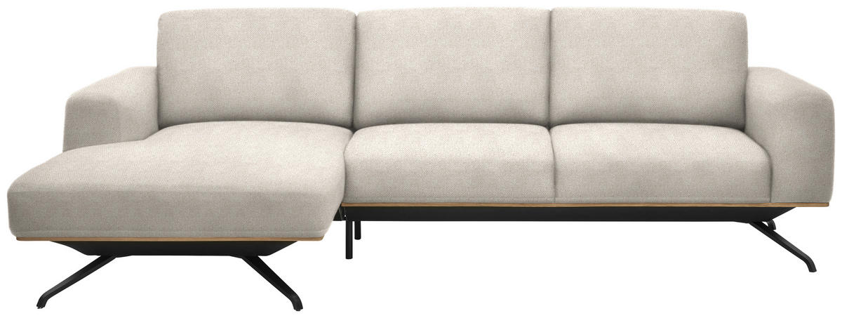 ECKSOFA in Struktur Creme  - Creme/Schwarz, Design, Textil/Metall (157/262cm) - Novel