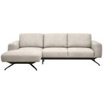 ECKSOFA in Struktur Creme  - Creme/Schwarz, Design, Textil/Metall (157/262cm) - Novel