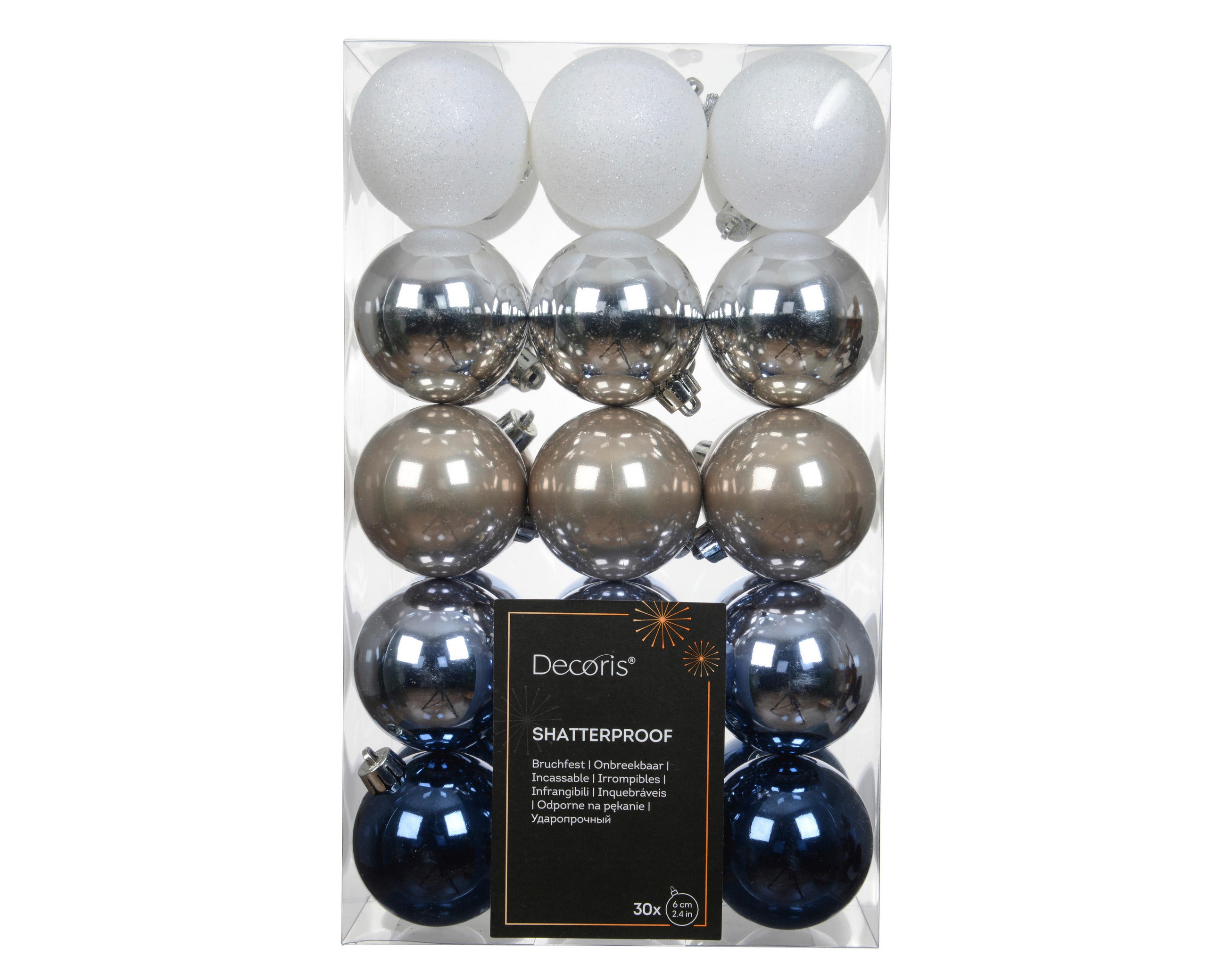 SADA VIANOČNÝCH GUĽÍ 30 ks   - viacfarebná, Basics, plast (6cm)