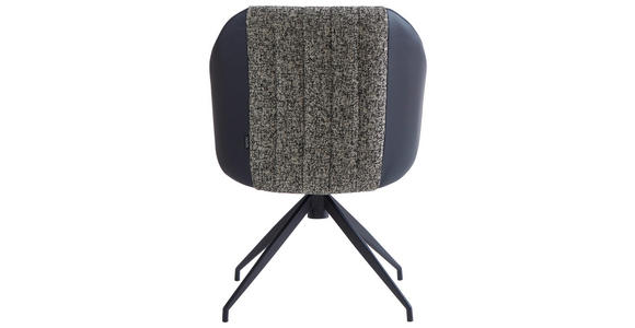 ARMLEHNSTUHL  Sitzfläche 360° drehbar, automatische Rückholfunktion Leinenoptik Echtleder  - Schwarz/Grau, Design, Leder/Textil (60/82/62cm) - Novel
