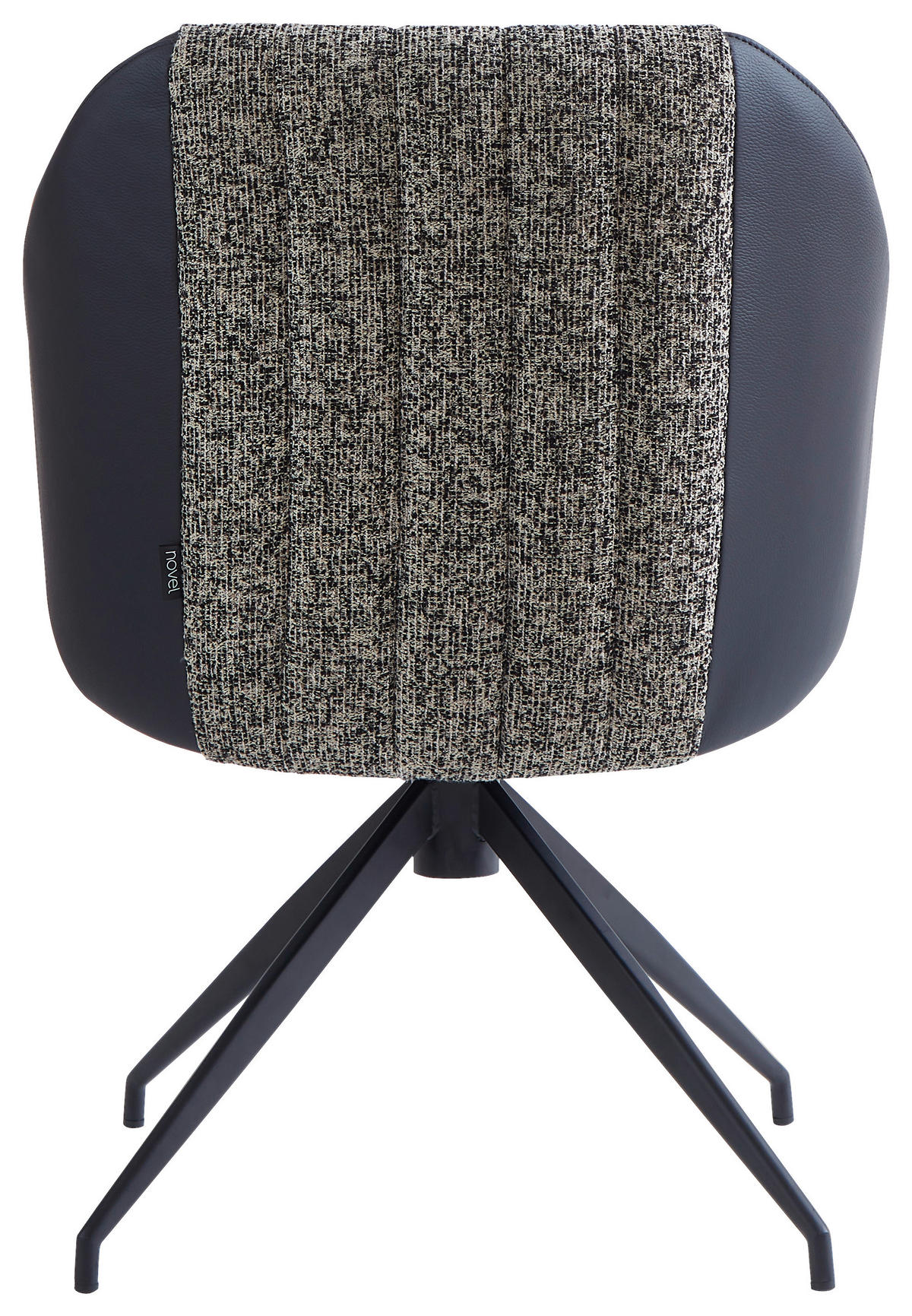 ARMLEHNSTUHL  in Eisen Leinenoptik Echtleder pigmentiert  - Schwarz/Grau, Design, Leder/Textil (60/82/62cm) - Novel