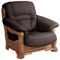 SESSEL in Echtleder Braun  - Eichefarben/Braun, Lifestyle, Leder/Holz (104/95/95cm) - Max Winzer