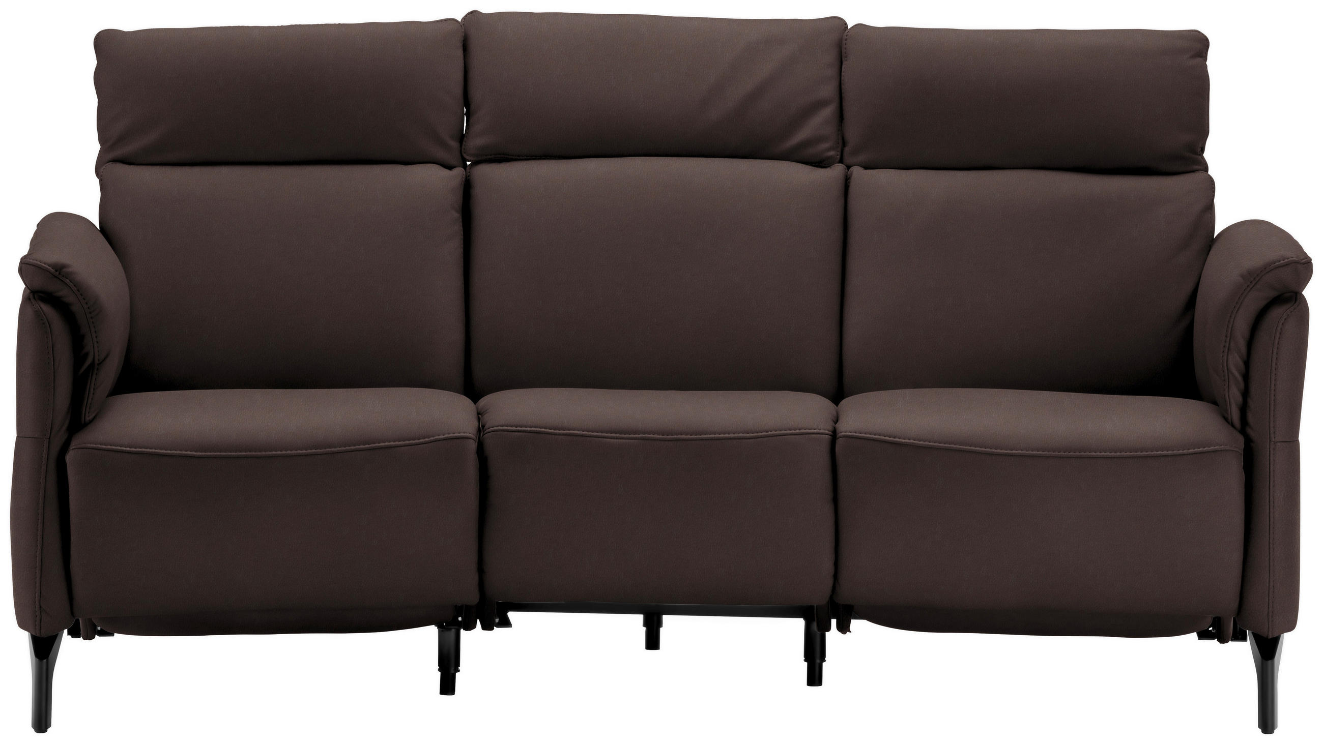 TRAPEZSOFA Echtleder Dunkelbraun  - Dunkelbraun/Schwarz, KONVENTIONELL, Leder/Metall (221/103/95cm) - Dieter Knoll